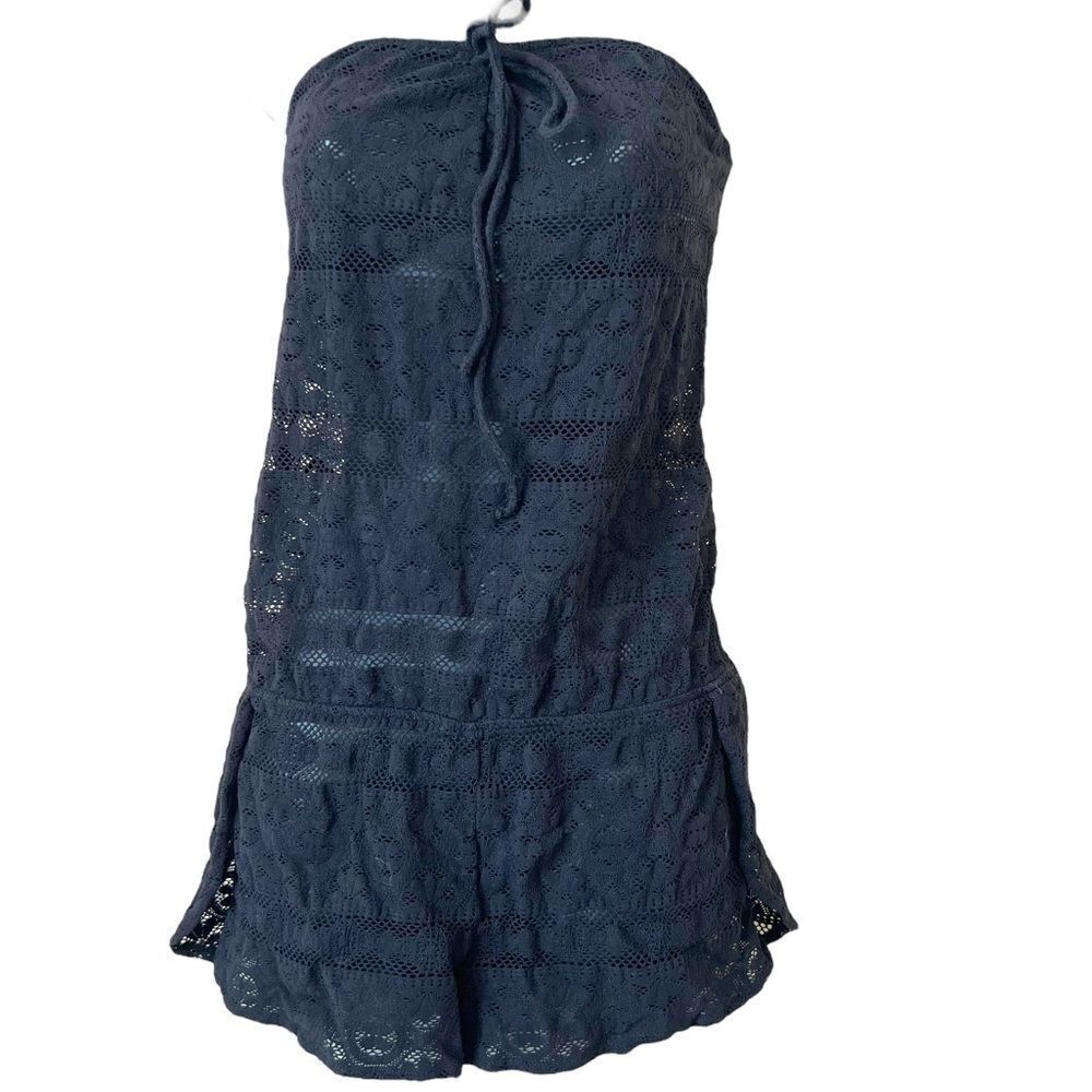 Victoria’s Secret Black Lace Strapless Cover Up Romper